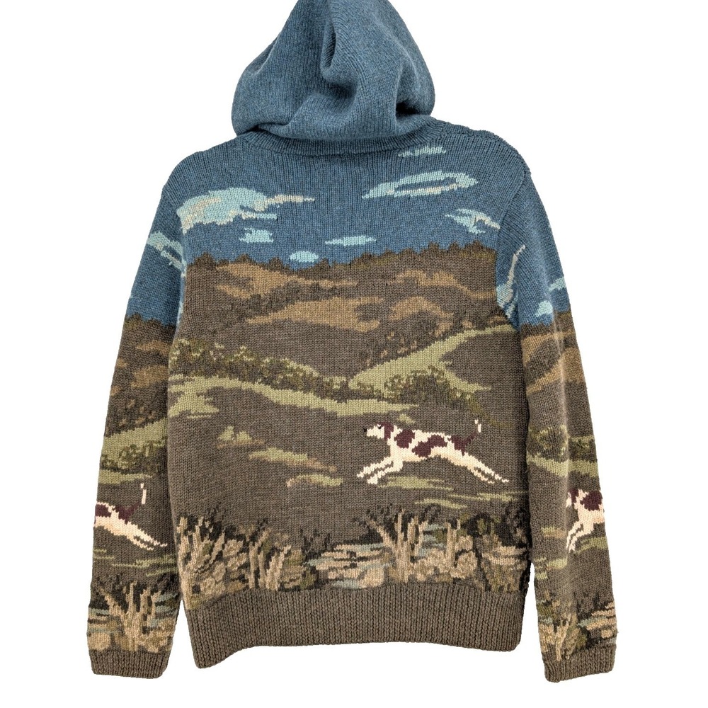 VTG‎ Ralph Lauren Hand Knit Wool Hunting Dog Zip Hooded Sweater SP Heritage Prep - Picture 8 of 15